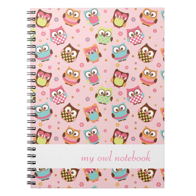 Gullig färgrik ugglaanteckningsbok (steg), anteckningsbok (Framsidan)