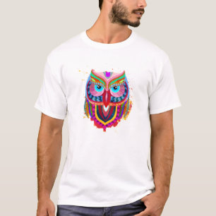 Gullig färgrik ugglamanar grundläggande T-tröja T Shirt