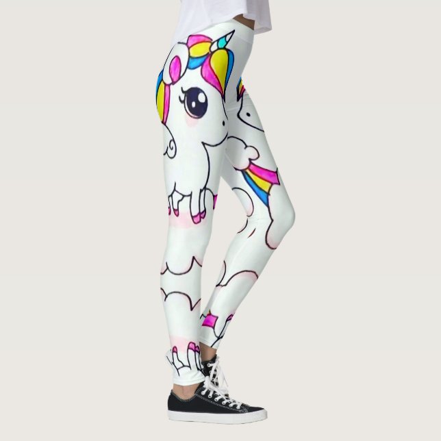 Gullig färgrik UnicornKawaii kärlek Leggings (Höger)