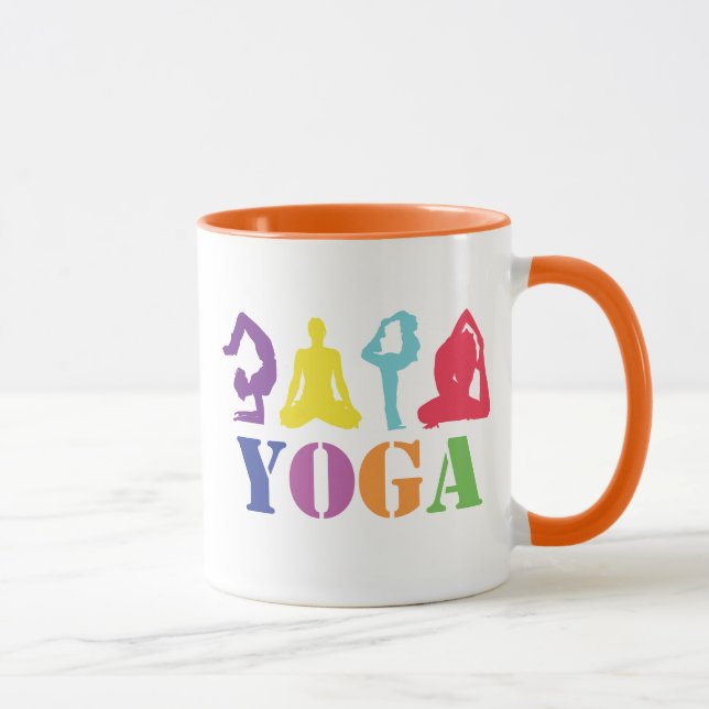 Gullig färgrik Yogadesign Mugg (Höger)