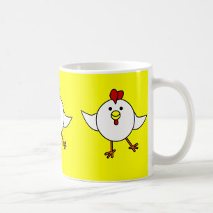 Gullig feg dans - vit och gult kaffemugg