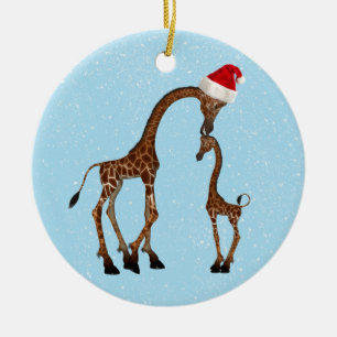 Gullig festlig mamma- & babygiraffprydnad julgransprydnad keramik
