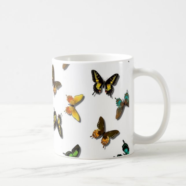 Gullig fjärilsbakgrund kaffemugg (Höger)