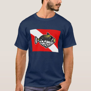 Gullig flagga för dyk för tecknadclownTriggerfis Tee