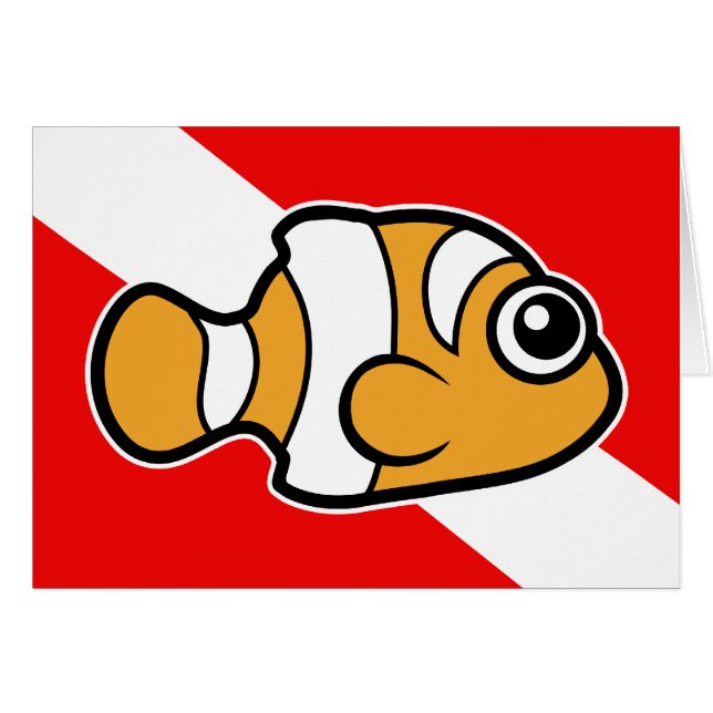 Gullig flagga för tecknadClownfish dyk Hälsningskort (Framsidan Horizontal)
