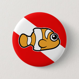 Gullig flagga för tecknadClownfish dyk Knapp