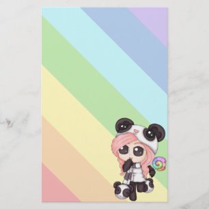 Gullig flicka för regnbågeAnimePanda Brevpapper