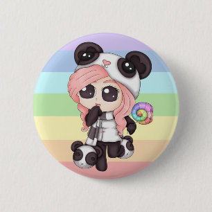 Gullig flicka för regnbågeAnimePanda Knapp