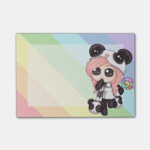 Gullig flicka för regnbågeAnimePanda Post-it Block