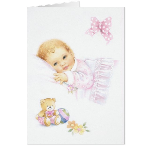 Gullig flickadesign hälsningskort (Framsidan)