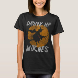 Gullig flickaktigt drink upp den häxaHalloween T-shirt