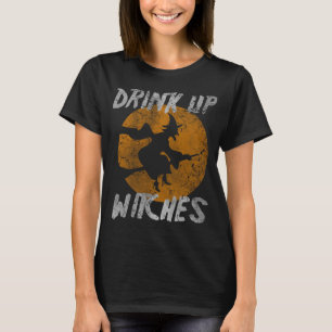 Gullig flickaktigt drink upp den häxaHalloween Tee
