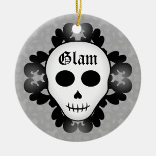 Gullig flickaktigt gotisk glam skalle Halloween Julgransprydnad Keramik