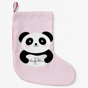 Gullig flickaktigt Monogram för babyPandabjörn Liten Julstrumpa