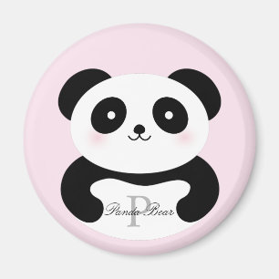 Gullig flickaktigt Monogram för babyPandabjörn Magnet