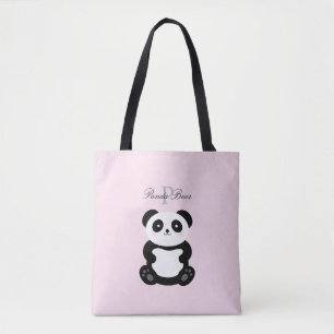 Gullig flickaktigt Monogram för babyPandabjörn Tygkasse