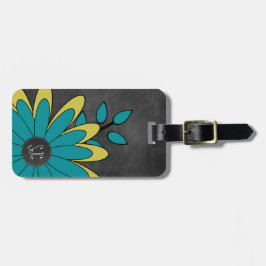 Gullig flickaktigt Retro blomma med initialer Bagagebricka