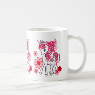 Gullig flickaktigt röd babyUnicorn Kaffemugg