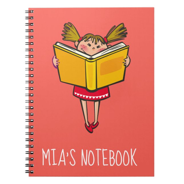 Gullig flickaläsning en bokgeekflicka anteckningsbok (Framsidan)