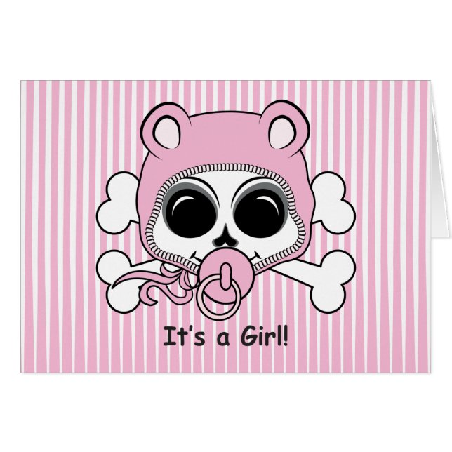 Gullig flickaskalle hälsningskort (Framsidan Horizontal)