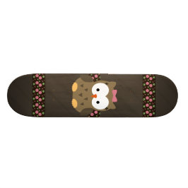 Gullig flickauggla med rosapilbågen old school skateboard bräda 18 cm