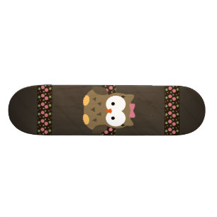 Gullig flickauggla med rosapilbågen old school skateboard bräda 18 cm