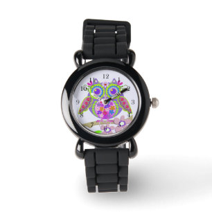 Gullig flower powerugglaklocka armbandsur