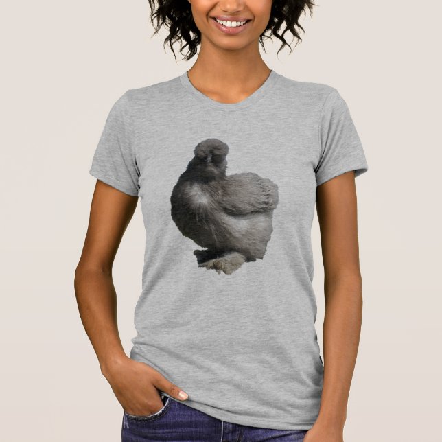 Gullig fluffig blåttSilkie höna T-shirt (Framsida)