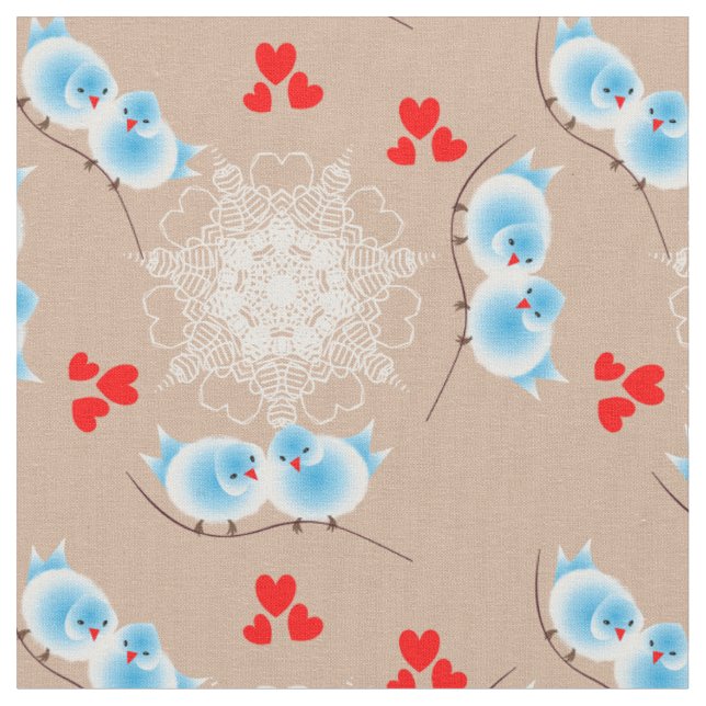 Gullig fluffig love birds och söta röda tyg (Närbild)