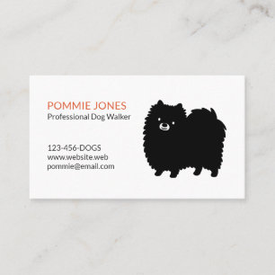 Gullig fluffig svart Pomeranian tecknad hund Visitkort