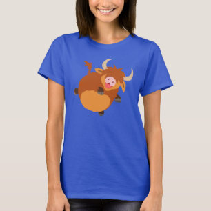 Gullig flyta för kokvinnor för tecknad höglands t-shirt