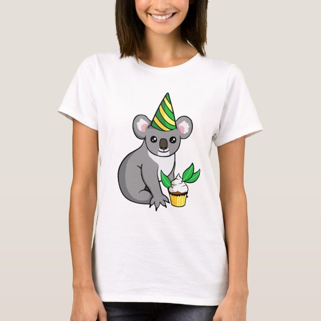 Gullig födelsedagsfestKoala med muffinskjortan Tee (Framsida)
