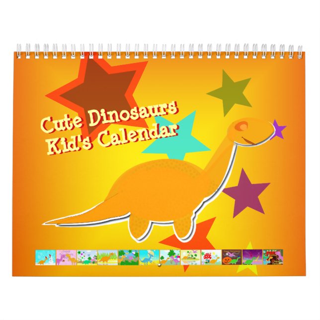 Gullig för barn för tecknadDinosaurskalender Kalender (Omslag)