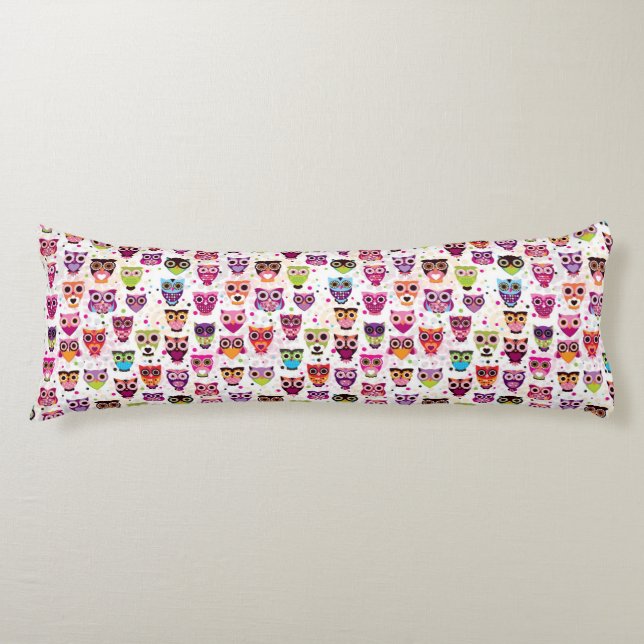 Gullig för barn för ugglabakgrundsmönster kroppskudde (Framsidan)
