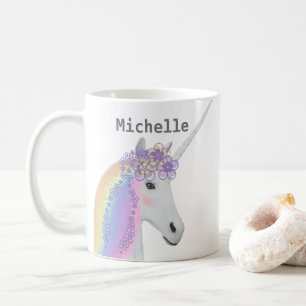 Gullig för chokladbarn för Unicorn regnbåge hoad Kaffemugg