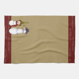 Gullig för Cowboysnögubbe för Folk konst jul Kökshandduk