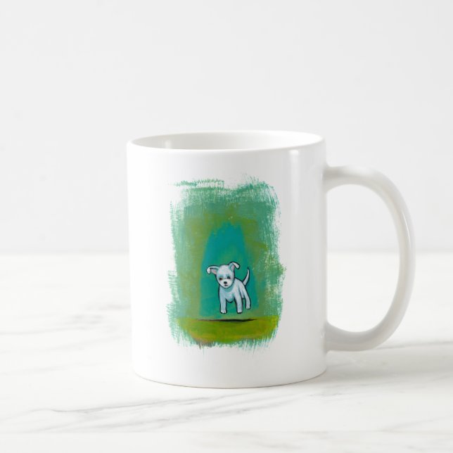 Gullig för hund som vitvalp lite flyter rolig kaffemugg (Höger)