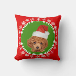 Gullig för Santa för miniatyrpudeljul hund hatt Kudde