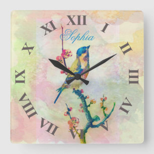 Gullig förtjusande blommigt för fyrkantig klocka