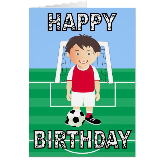 Gullig fotbollspelare hälsningskort (Framsidan)