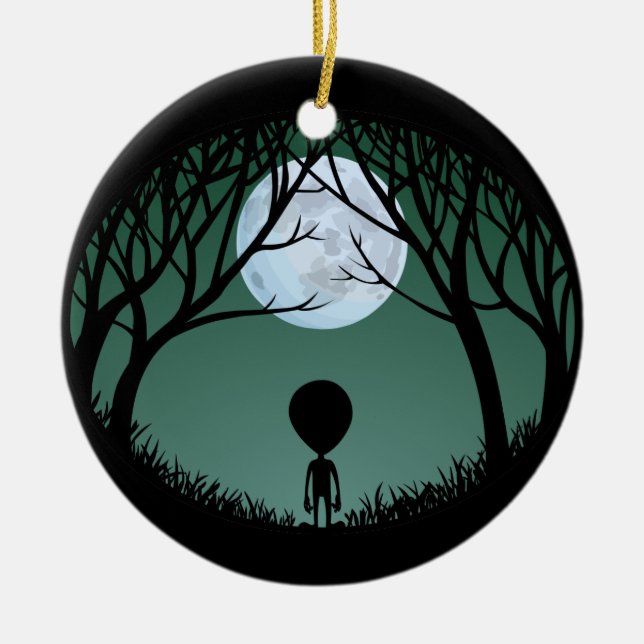 Gullig främmande dekorationpersonlig för främmande julgransprydnad keramik (Framsidan)