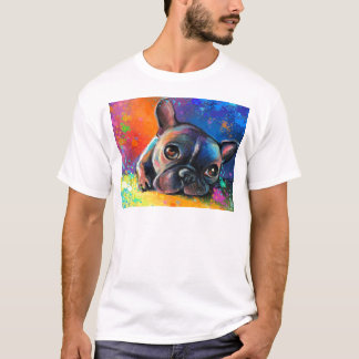 Gullig fransk bulldogg som målar Svetlana Novikova T Shirt