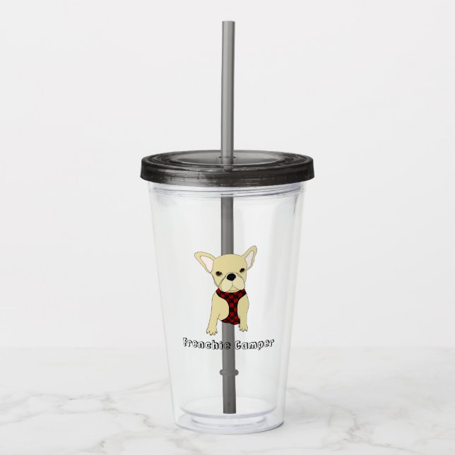 Gullig fransk bulldoggcampareTumbler Take Away Mugg (Framsida)
