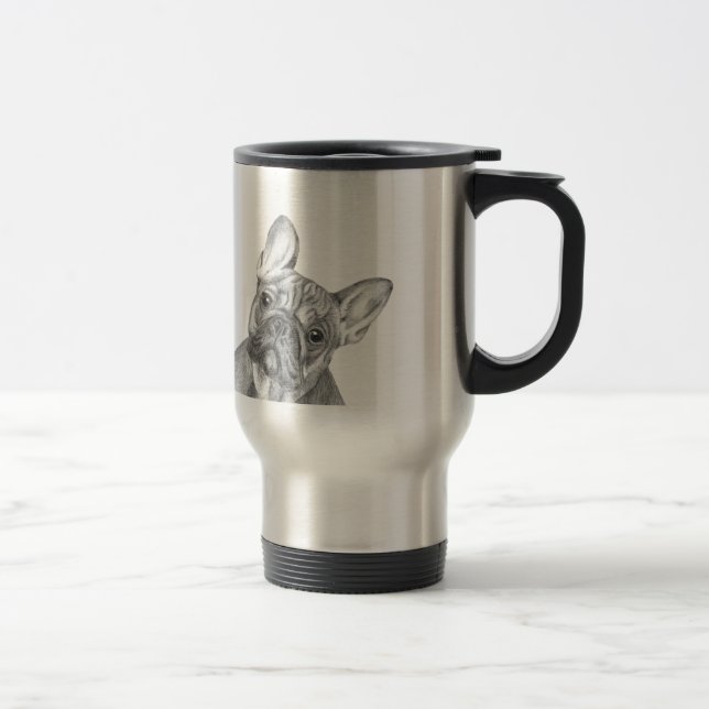 Gullig fransk bulldoggrostfritt ståltravel mug resemugg (Höger)