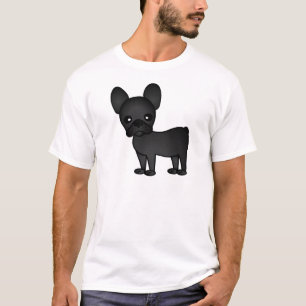 Gullig fransk bulldoggtecknadsvart t shirt