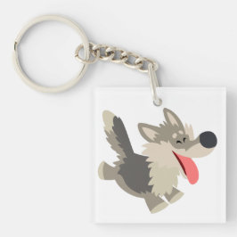 Gullig Frolicsome tecknadvargakryl Keychain