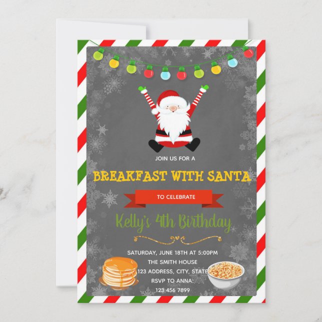Gullig frukost med Santa partyinbjudan Inbjudningar (Framsida)