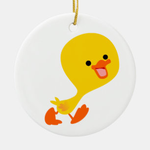 Gullig gå tecknadDucklingprydnad Julgransprydnad Keramik