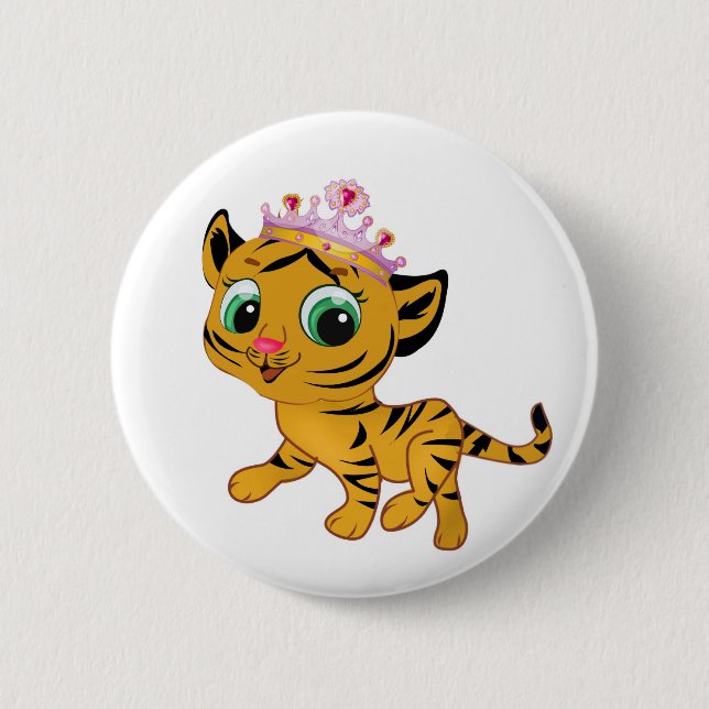 Gullig gåva för Princess Tiger Tigress Tiara Gåva Knapp (Framsida)