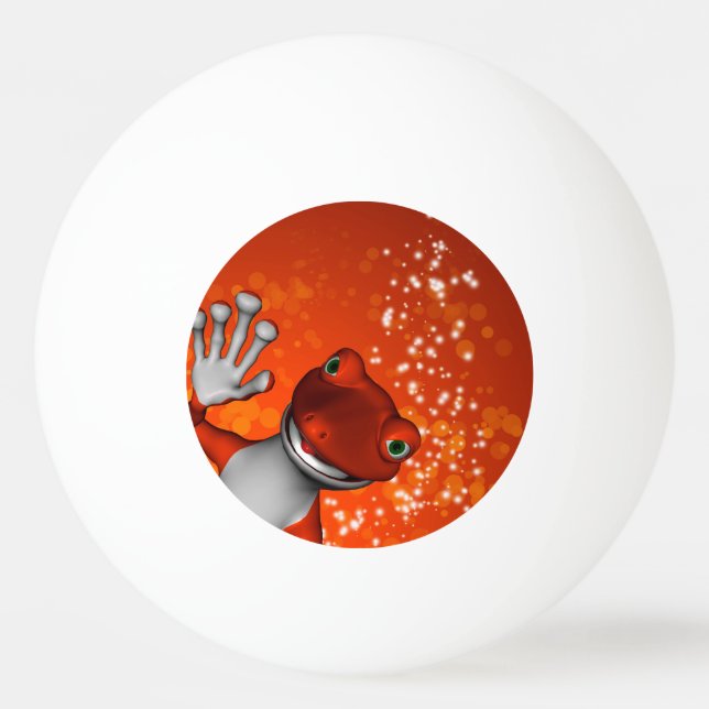 Gullig gecko i rött pingisboll (Baksidan)